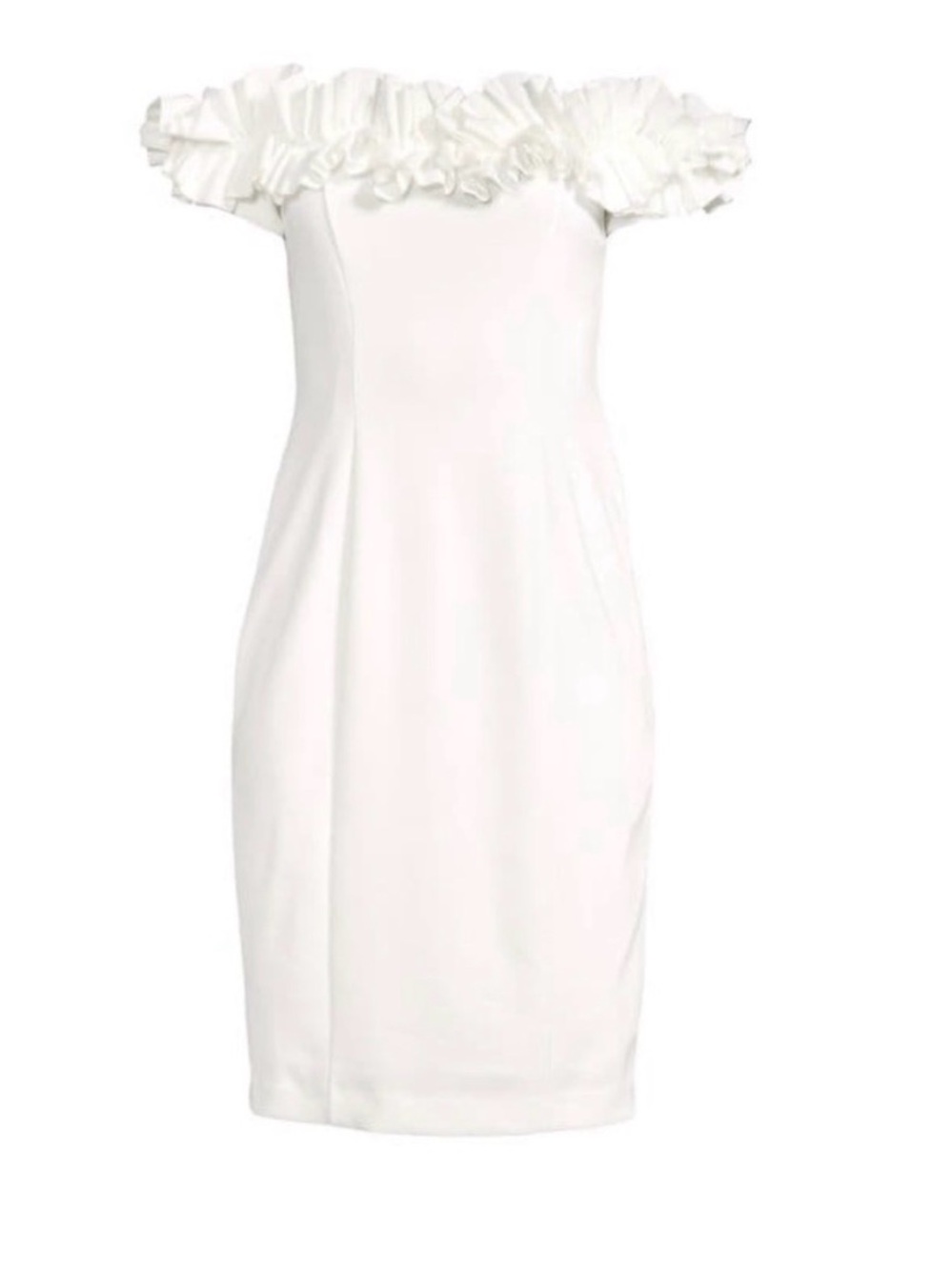 Calvin Klein White Off Shoulder Ruffle Sheath Dress Size 6 - Picture 2 of 15